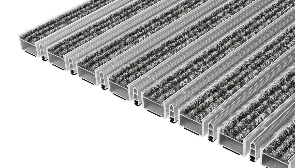 Entrance Mat Top Clean Robust 22 With Ribbed Carpet And Scraper Bar